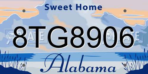 8TG8906 Alabama License Plate