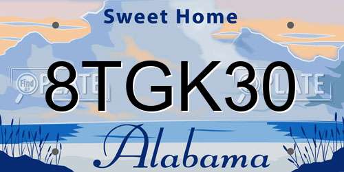 8TGK30 Alabama License Plate