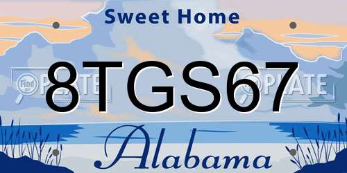 8TGS67 Alabama License Plate