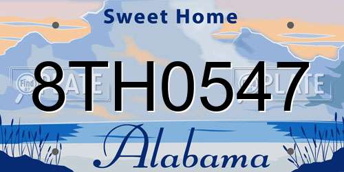 8TH0547 Alabama License Plate