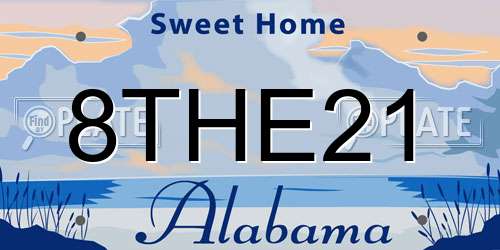 8THE21 Alabama License Plate