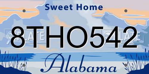 8THO542 Alabama License Plate