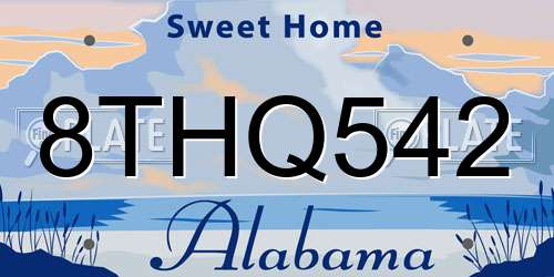 8THQ542 Alabama License Plate