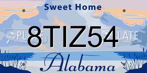 8TIZ54 Alabama License Plate