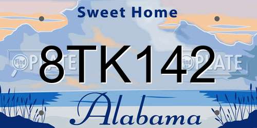 8TK142 Alabama License Plate