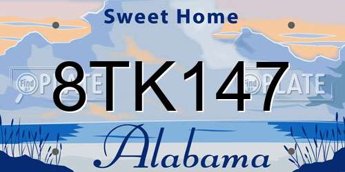 8TK147 Alabama License Plate