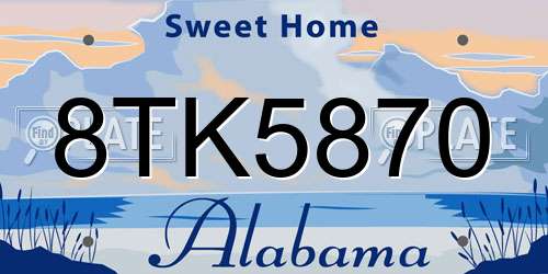 8TK5870 Alabama License Plate