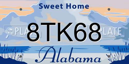 8TK68 Alabama License Plate