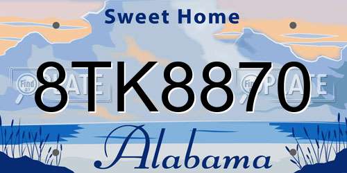 8TK8870 Alabama License Plate