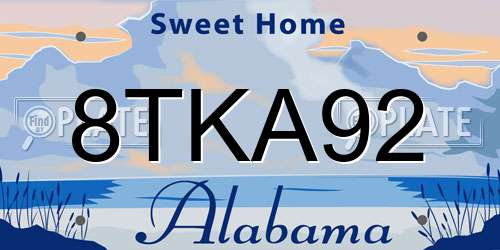 8TKA92 Alabama License Plate