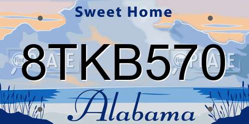 8TKB570 Alabama License Plate