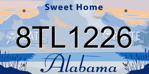 8TL1226 Alabama License Plate