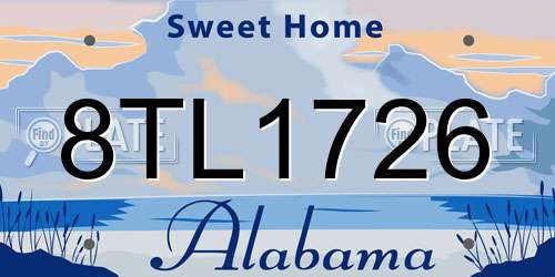 8TL1726 Alabama License Plate