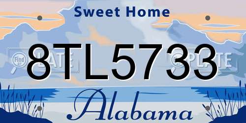 8TL5733 Alabama License Plate