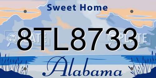 8TL8733 Alabama License Plate