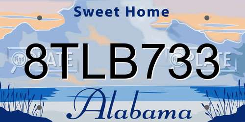 8TLB733 Alabama License Plate