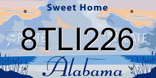 8TLI226 Alabama License Plate