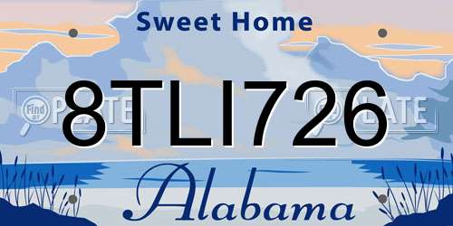 8TLI726 Alabama License Plate