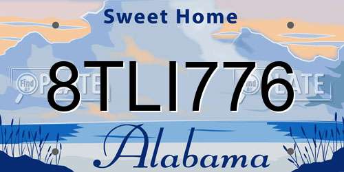8TLI776 Alabama License Plate