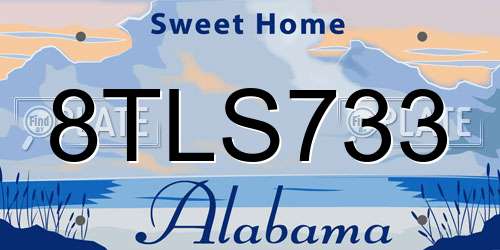 8TLS733 Alabama License Plate