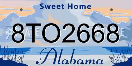 8TO2668 Alabama License Plate