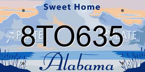 8TO635 Alabama License Plate