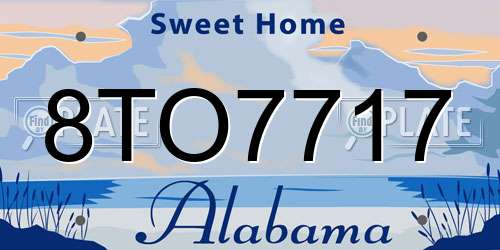 8TO7717 Alabama License Plate