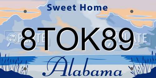 8TOK89 Alabama License Plate