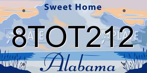 8TOT212 Alabama License Plate