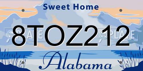 8TOZ212 Alabama License Plate