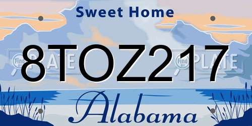 8TOZ217 Alabama License Plate