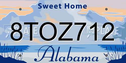 8TOZ712 Alabama License Plate