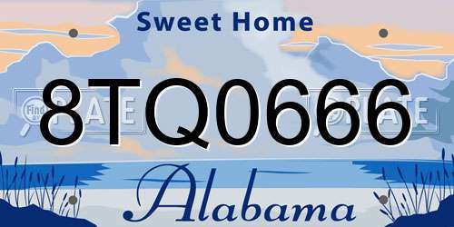 8TQ0666 Alabama License Plate