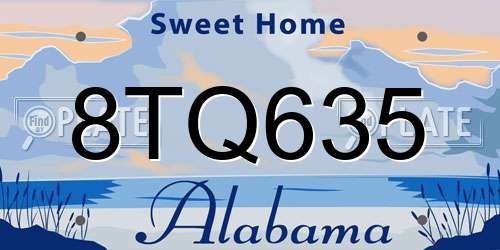 8TQ635 Alabama License Plate