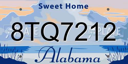 8TQ7212 Alabama License Plate