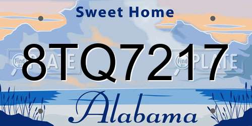 8TQ7217 Alabama License Plate
