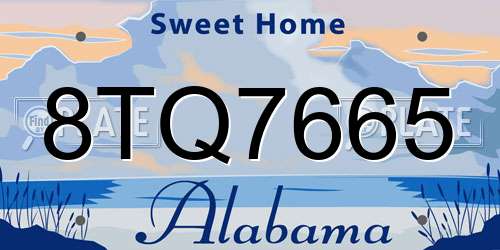 8TQ7665 Alabama License Plate