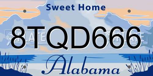 8TQD666 Alabama License Plate