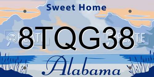 8TQG38 Alabama License Plate