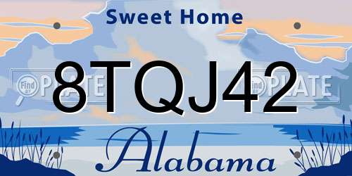 8TQJ42 Alabama License Plate