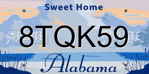 8TQK59 Alabama License Plate