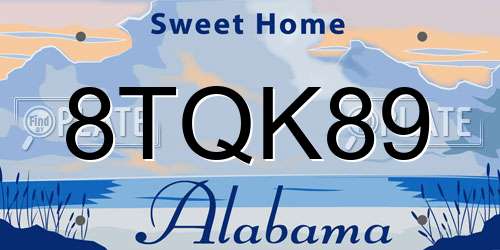8TQK89 Alabama License Plate