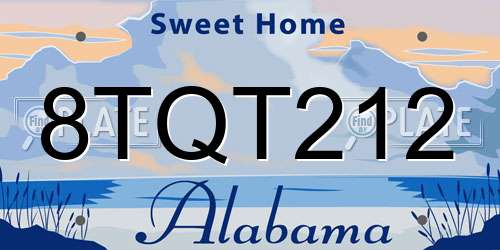 8TQT212 Alabama License Plate