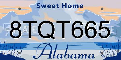 8TQT665 Alabama License Plate