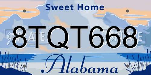 8TQT668 Alabama License Plate