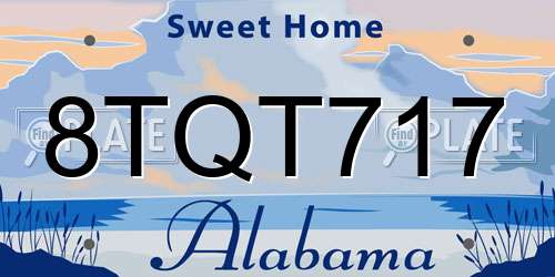 8TQT717 Alabama License Plate