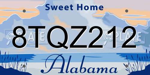 8TQZ212 Alabama License Plate