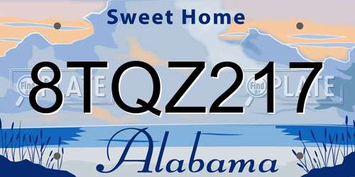 8TQZ217 Alabama License Plate