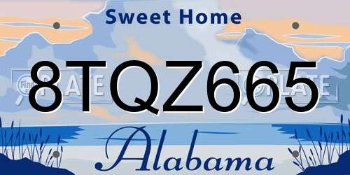 8TQZ665 Alabama License Plate