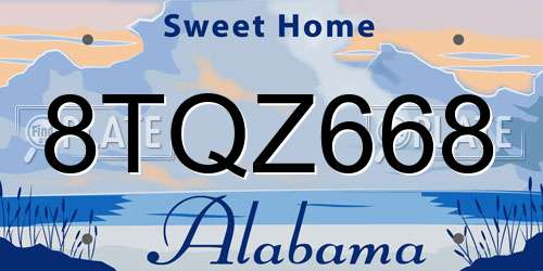 8TQZ668 Alabama License Plate